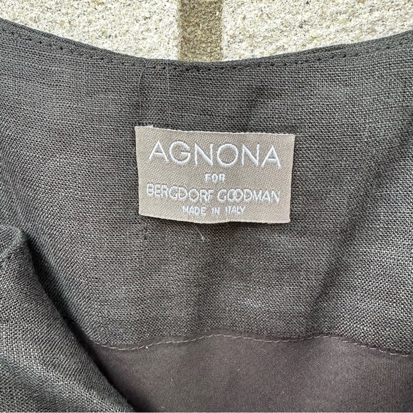 Agnona for Bergdorf Goodman Black Linen Slip Dress Sequin Neckline Made in Italy - Picture 3 of 11